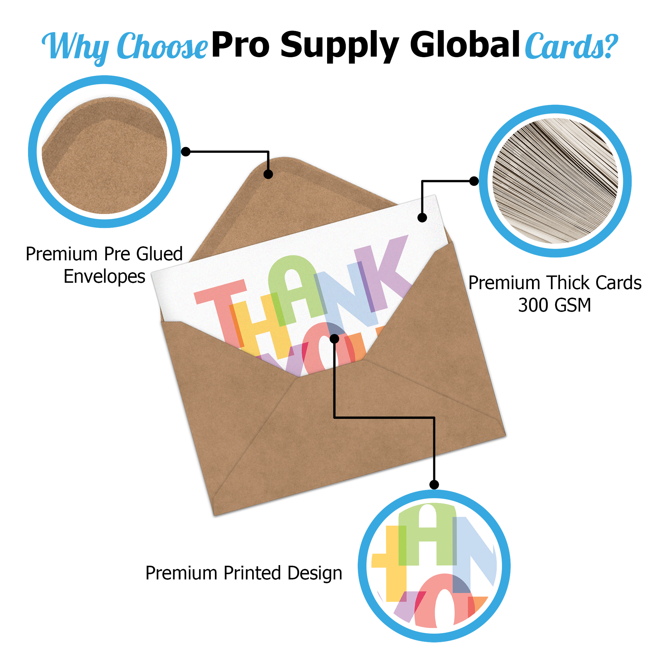 Colorful Thank You Cards with Envelopes