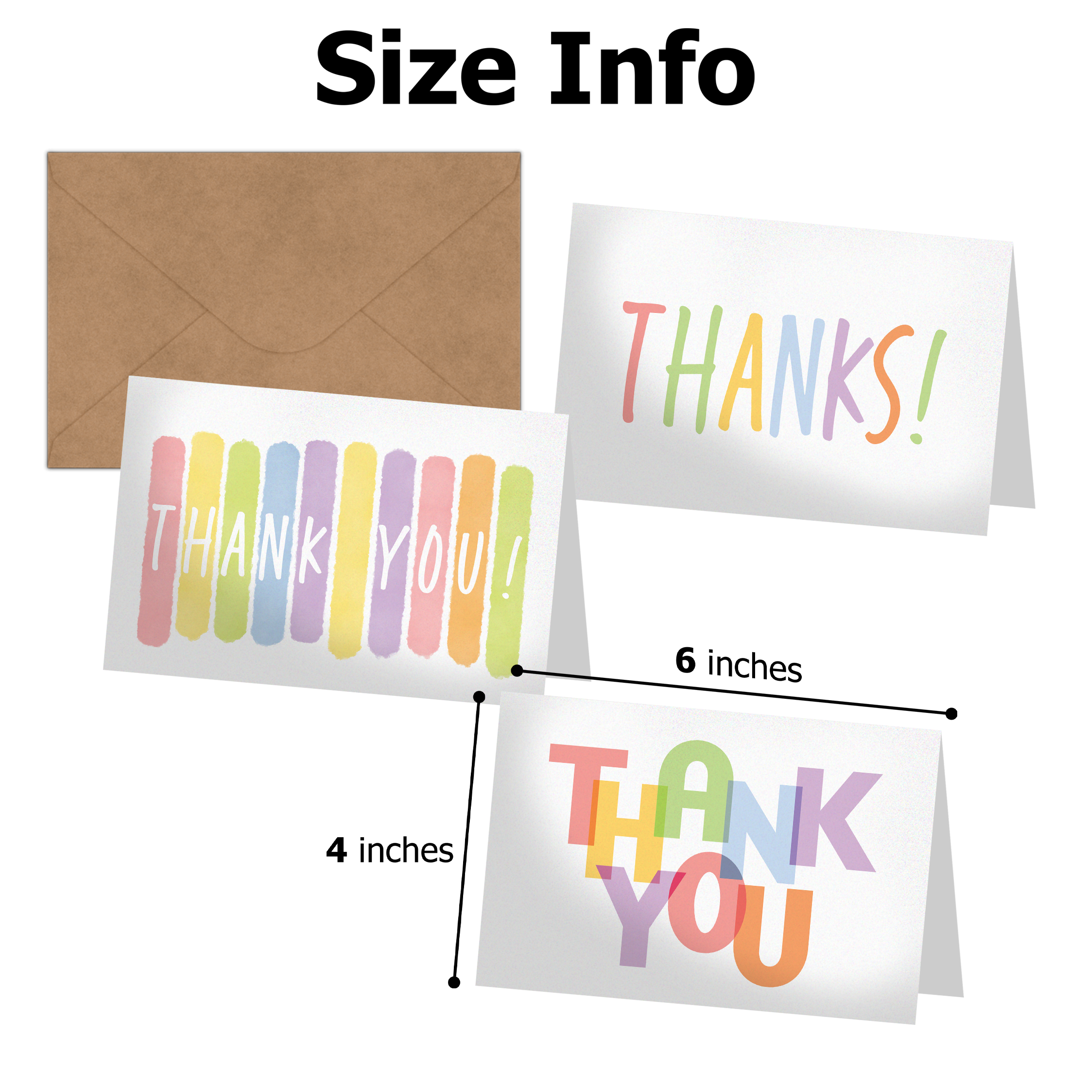 Colorful Thank You Cards with Envelopes