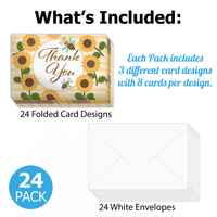 Sunflower Thank You Cards with Envelopes - Pro Supply Global