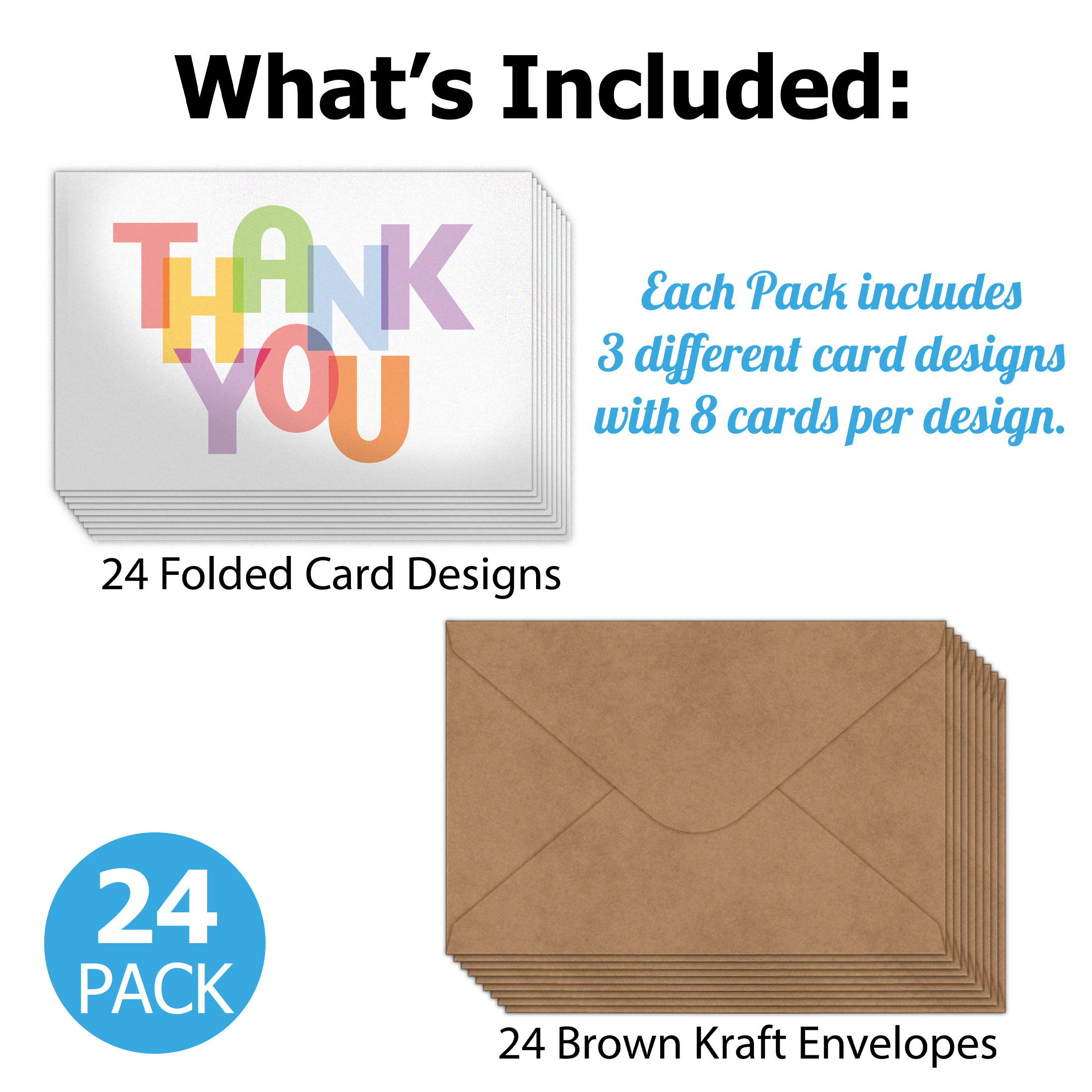 Colorful Thank You Cards with Envelopes