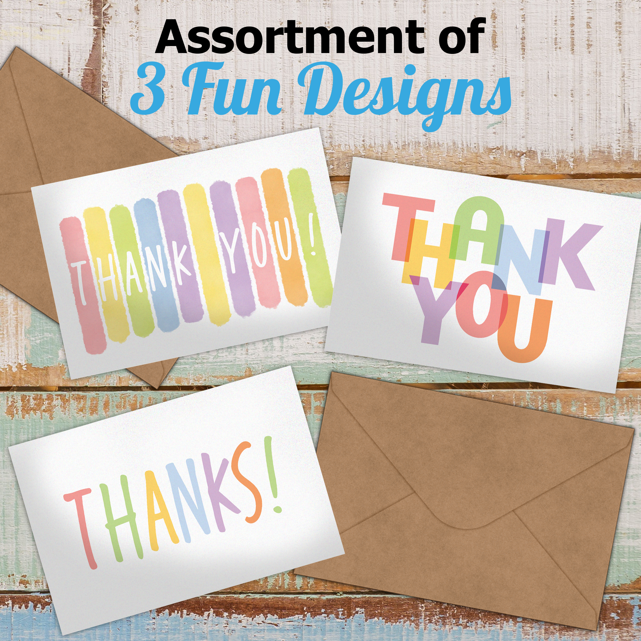 Colorful Thank You Cards with Envelopes