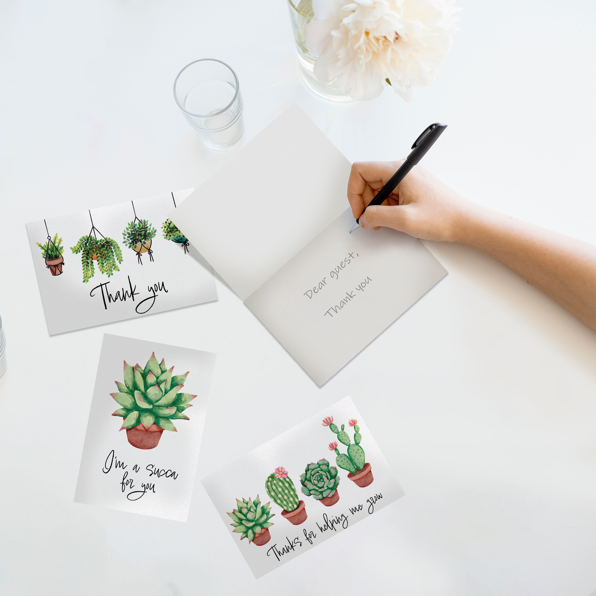 succulent puns thank you Succulent Thank You Cards With Envelopes