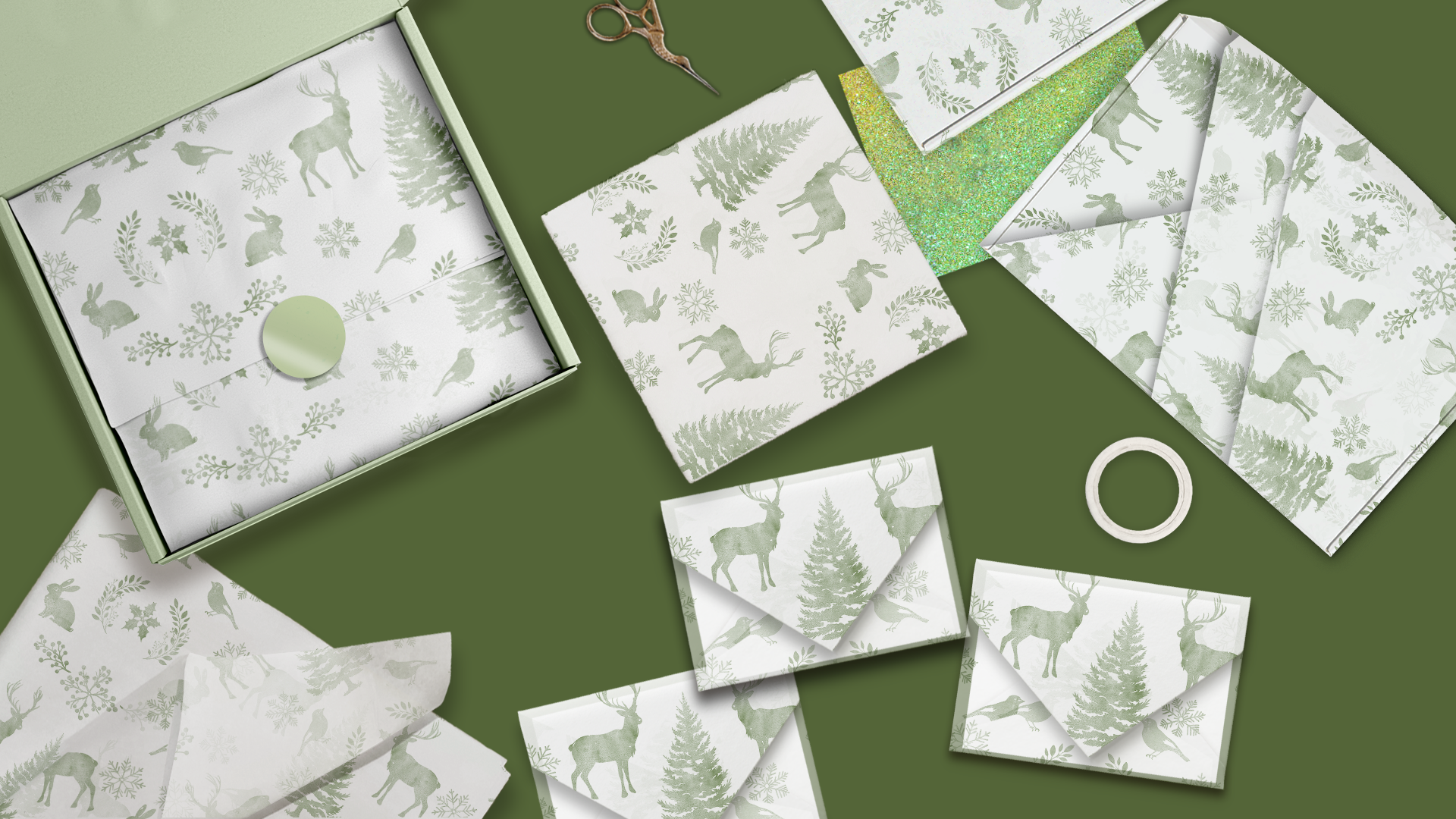 Winter Deer Tissue Paper for Gift Bags