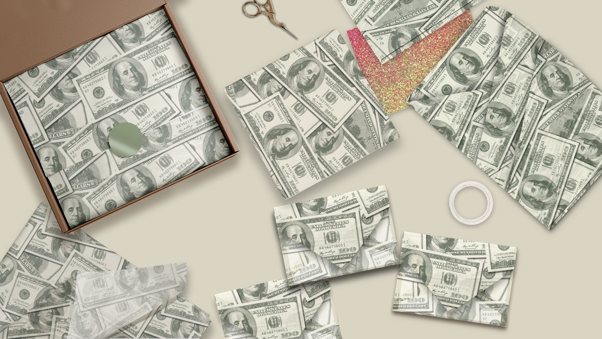 Money Designer Tissue Paper for Gift Bags