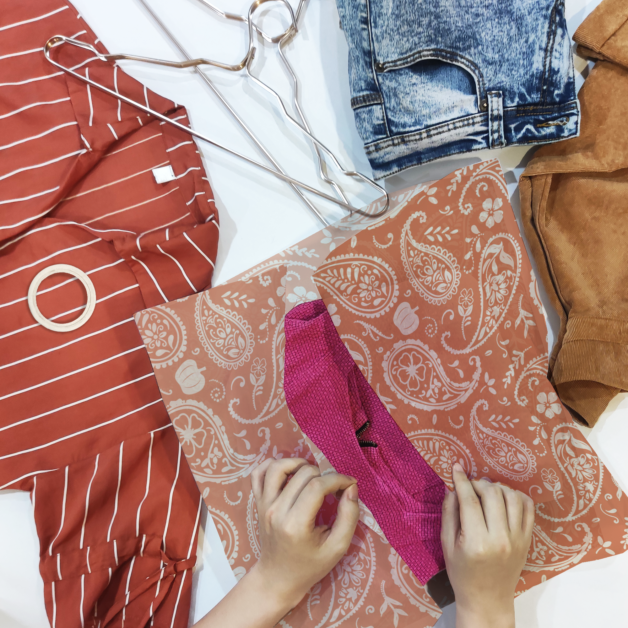 Orange Pumpkin Paisley Tissue Paper for Gift Bags