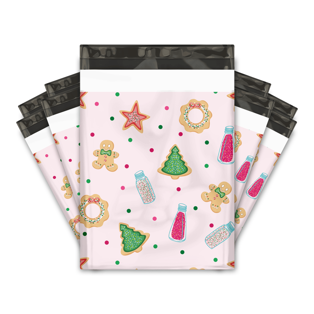 10x13 Christmas Cookie Designer Poly Mailers Shipping Envelopes Premium Printed Bags - Pro Supply Global