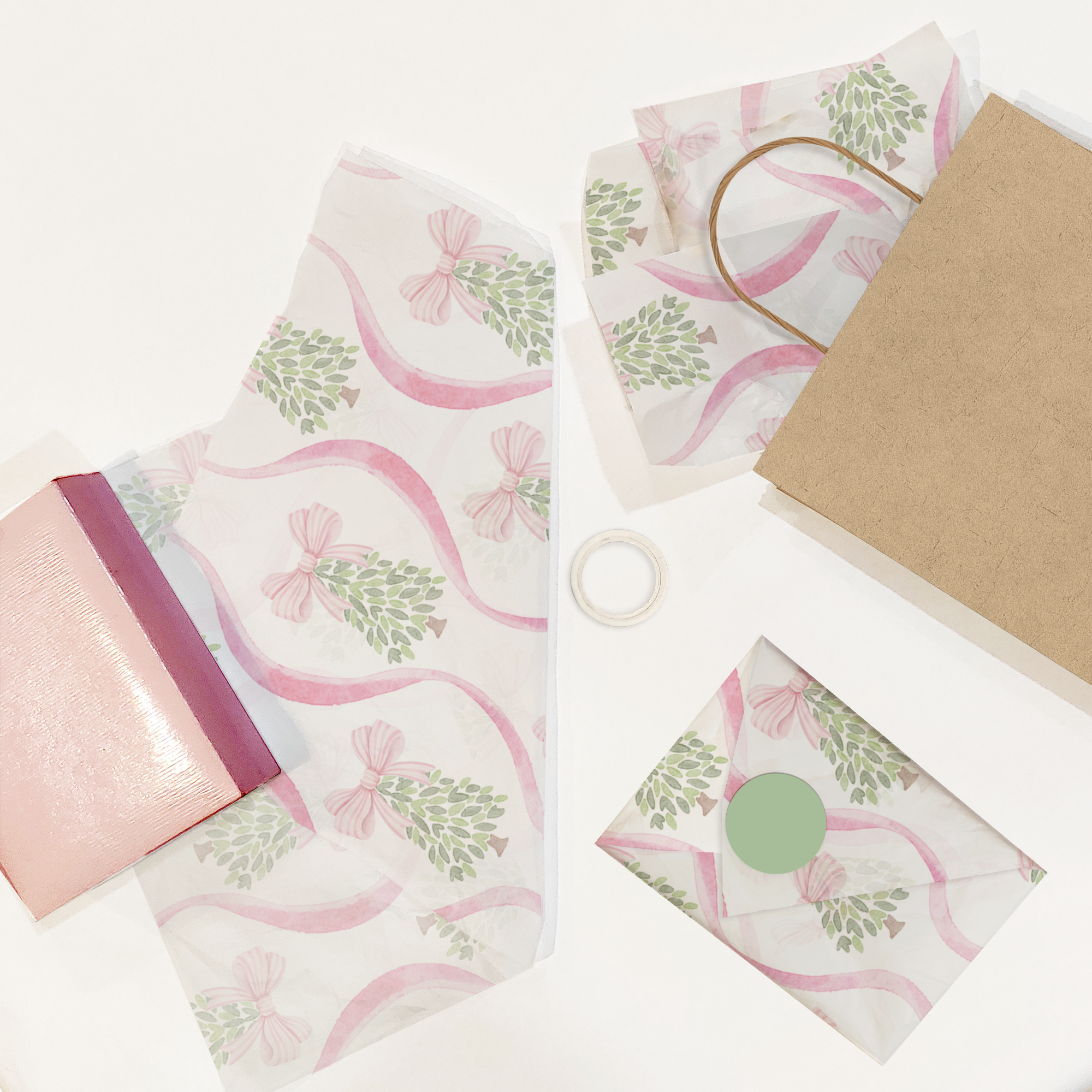 Christmas Trees and Bows Tissue Paper for Gift Bags