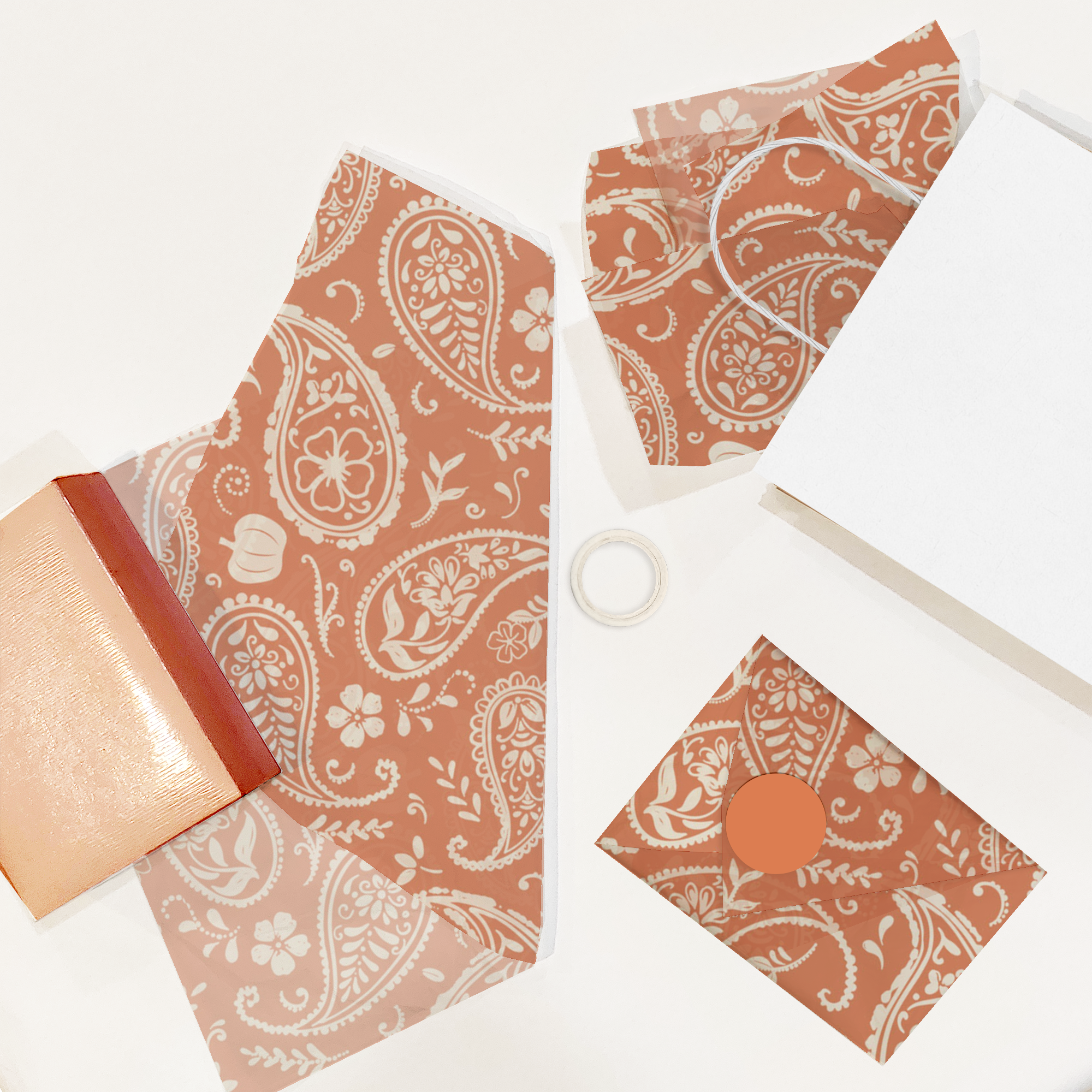 Orange Pumpkin Paisley Tissue Paper for Gift Bags