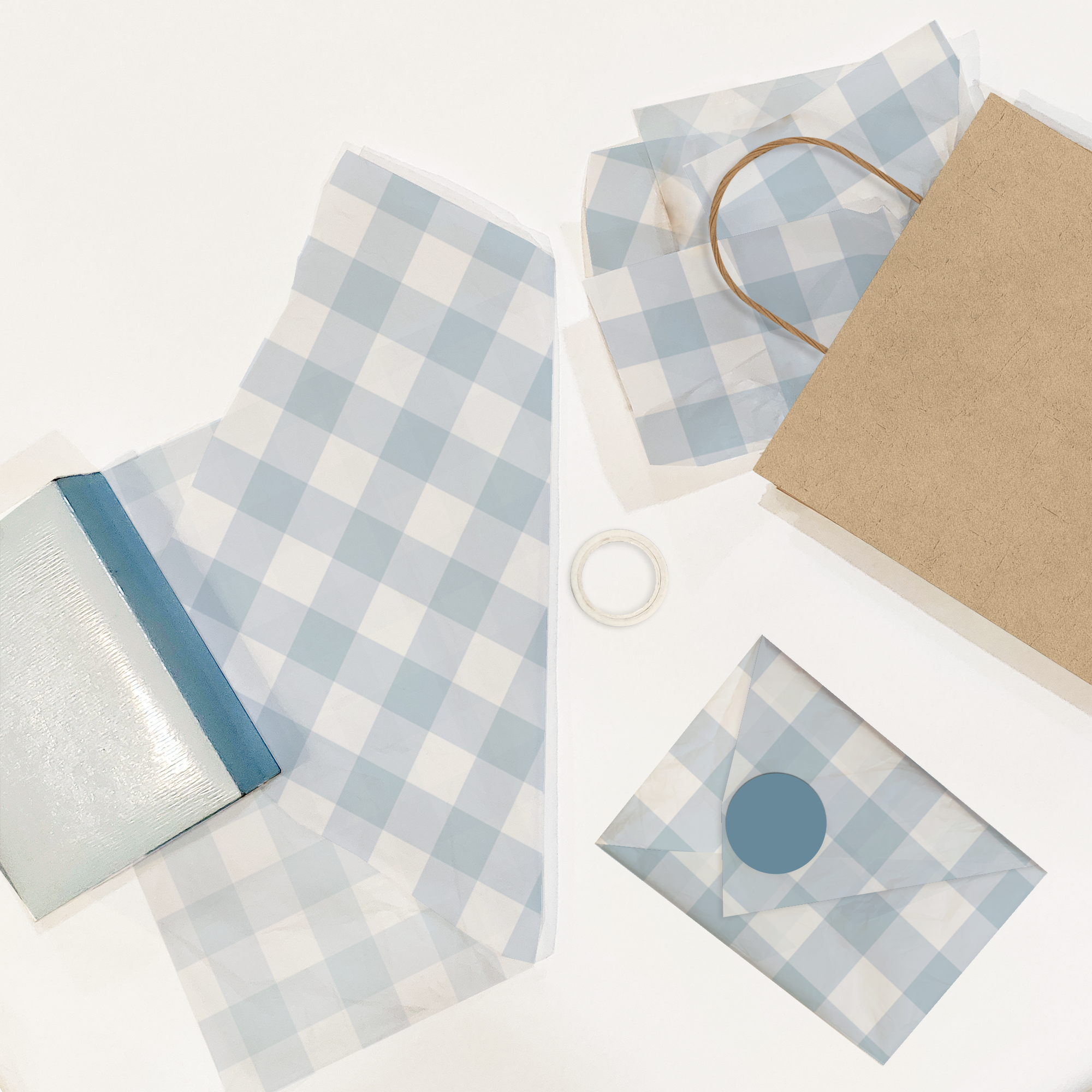 Blue Gingham Designer Tissue Paper for Gift Bags