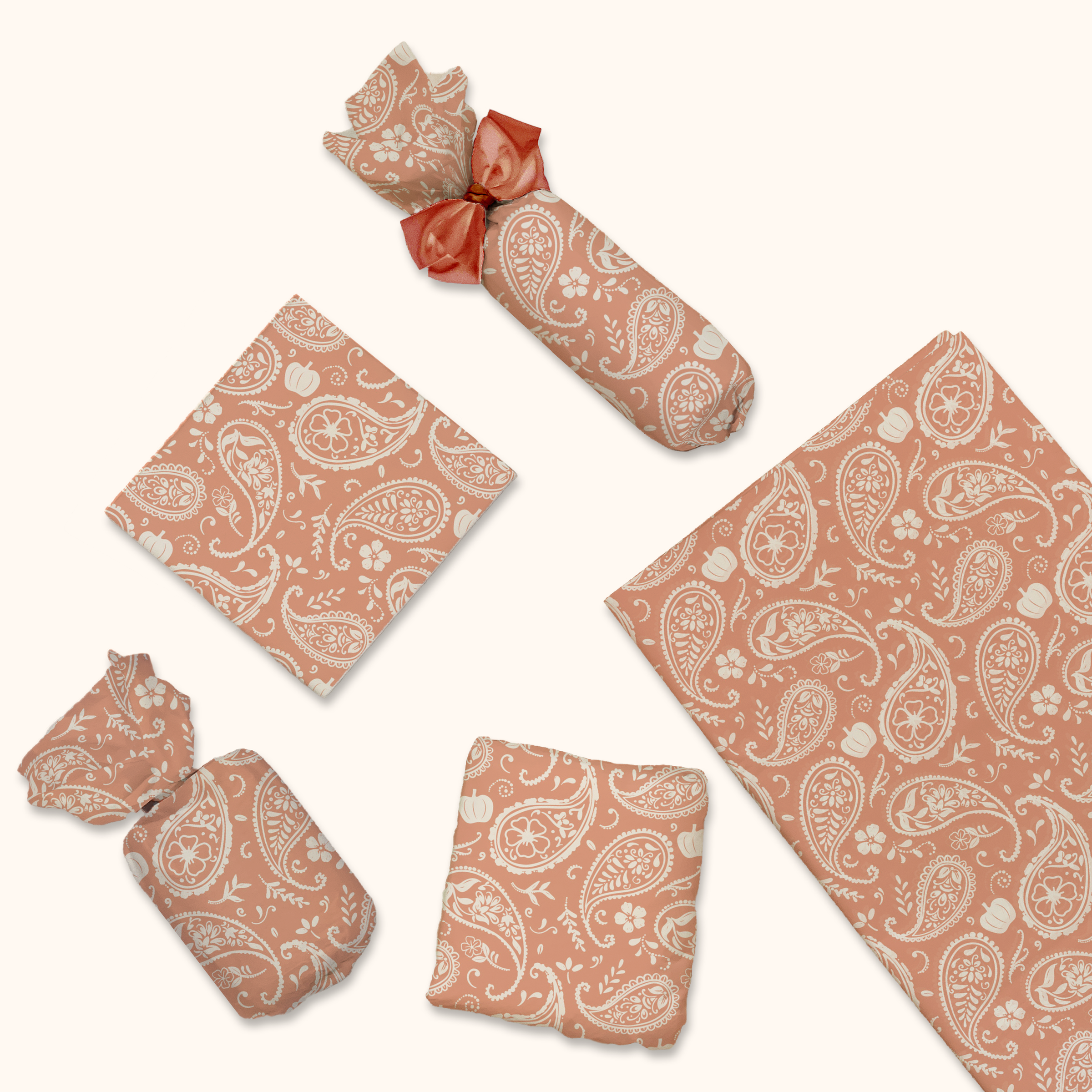 Orange Pumpkin Paisley Tissue Paper for Gift Bags