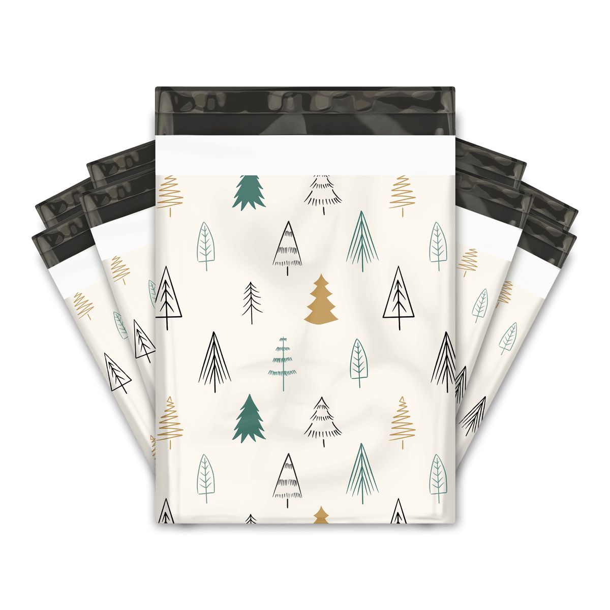 Christmas Fir Trees Designer Poly Mailers Shipping Envelopes Premium Printed Bags
