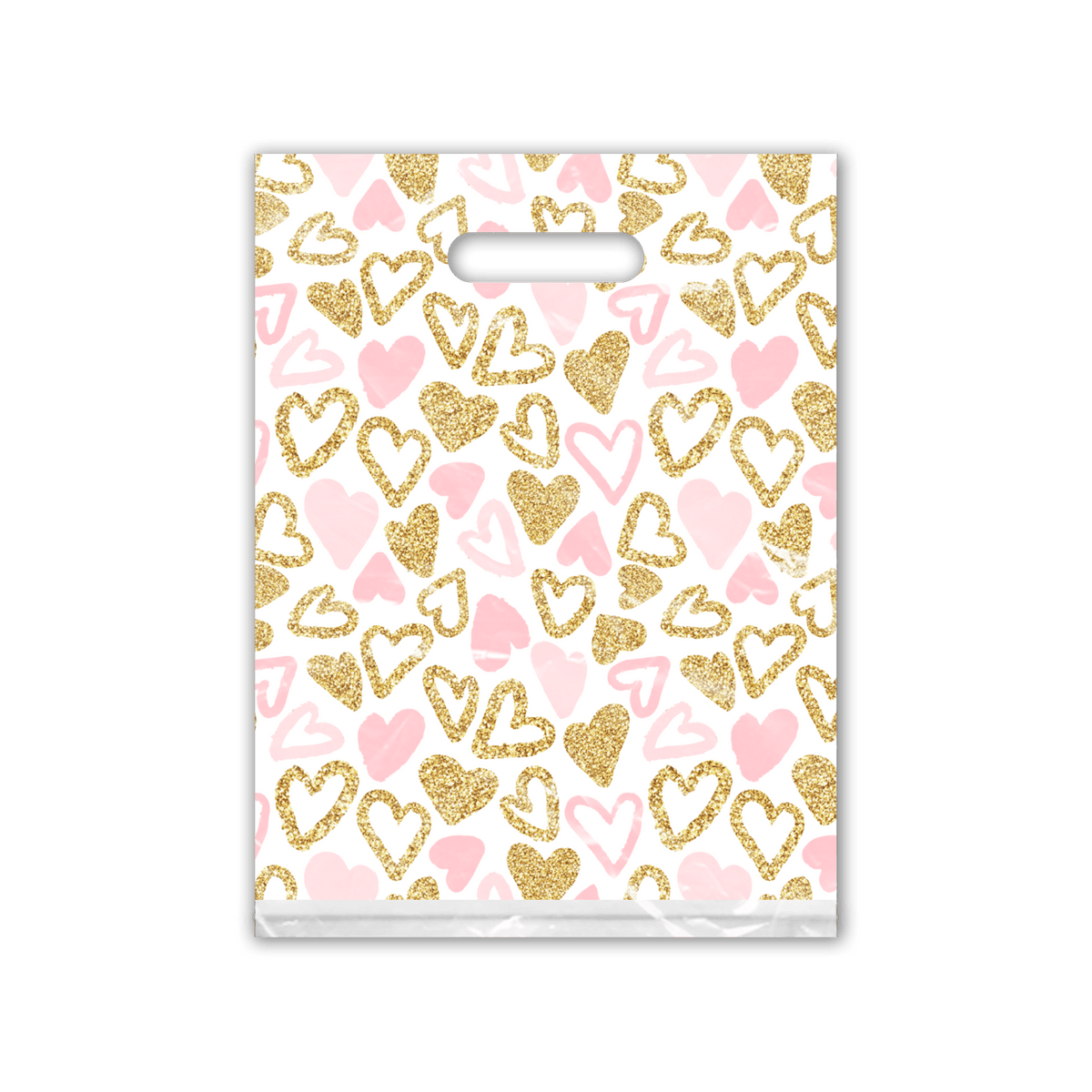 Pink & Gold Hearts Designer Poly Merchandise shipping bag Pro Supply Global