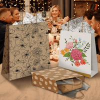 Floral Kraft Gift Bags Mixed Size Set - Pro Supply Global