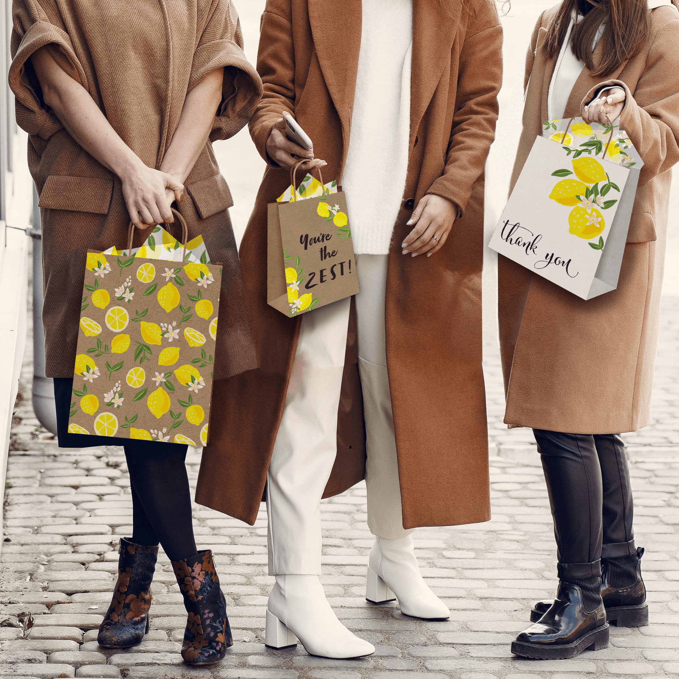 Lemons Kraft Gift Bags Mixed Size Set - Pro Supply Global