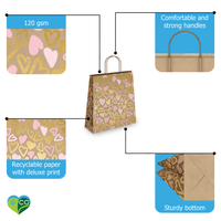 Pink and Gold Hearts Kraft Gift Bags Mixed Size Set - Pro Supply Global