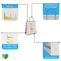 Pink and Gold Hearts Kraft Gift Bags Mixed Size Set - Pro Supply Global