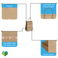 Pink and Gold Hearts Kraft Gift Bags Mixed Size Set - Pro Supply Global