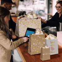 Pink and Gold Hearts Kraft Gift Bags Mixed Size Set - Pro Supply Global