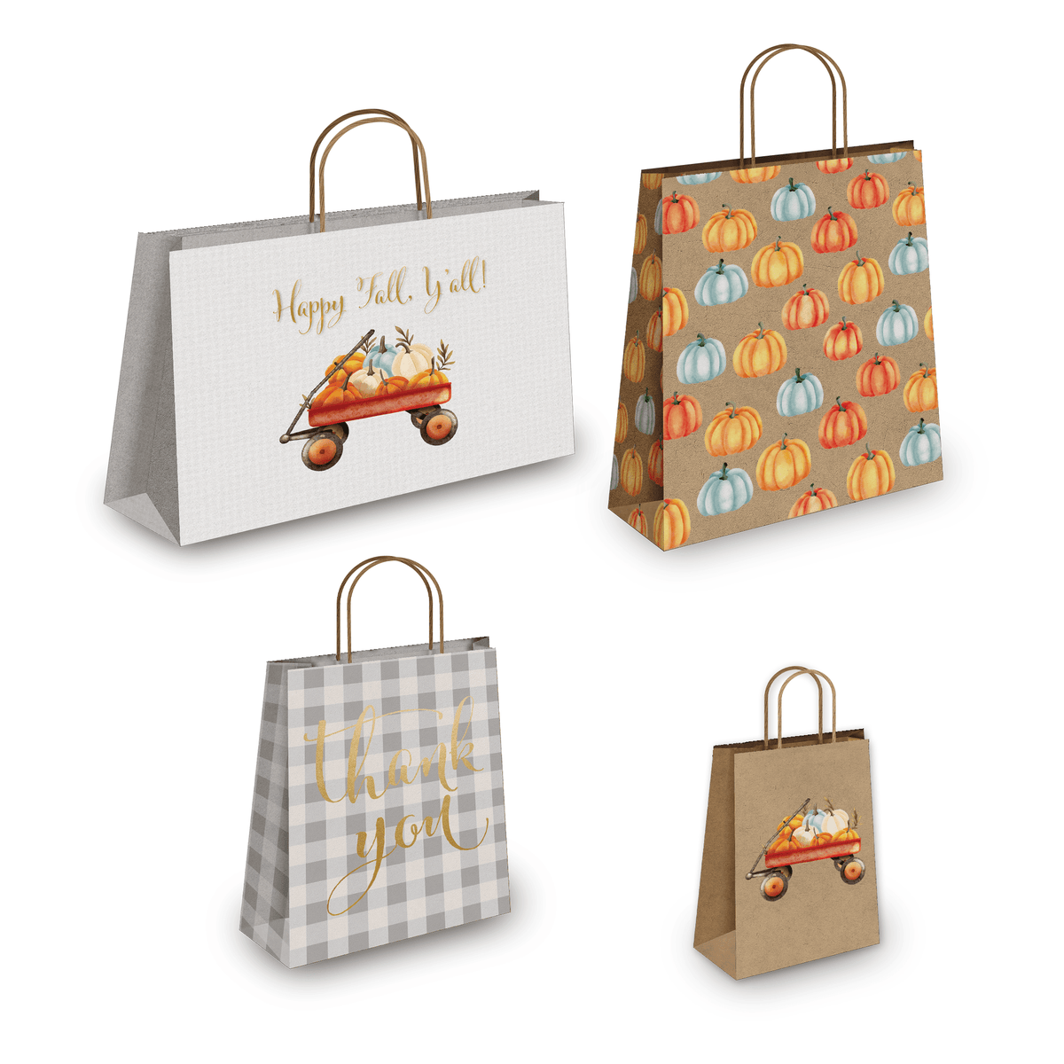 Fall Kraft Gift Bags Mixed Size Set - Pro Supply Global