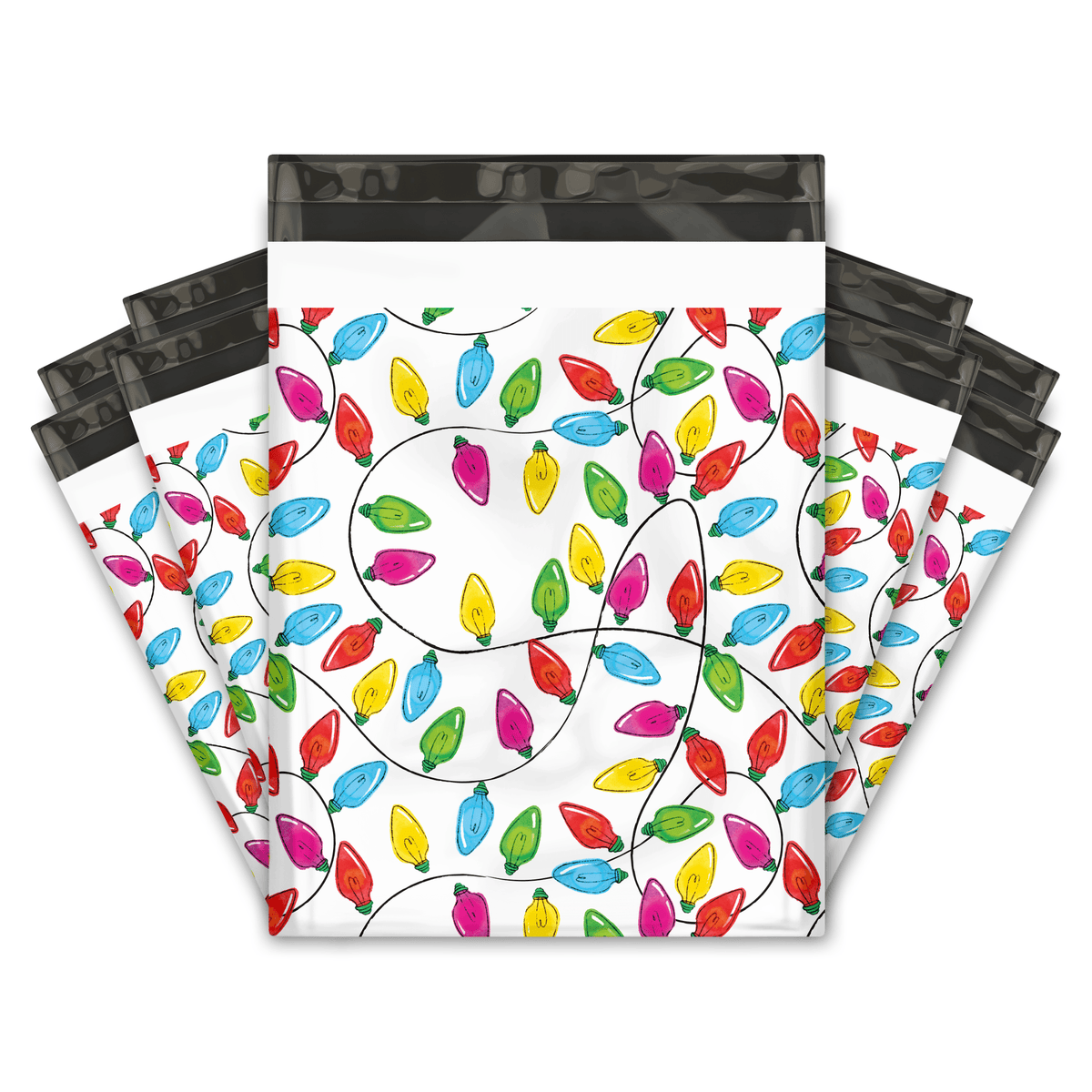 Christmas Lights Designer Poly Mailers Shipping Envelopes Premium Printed Bags