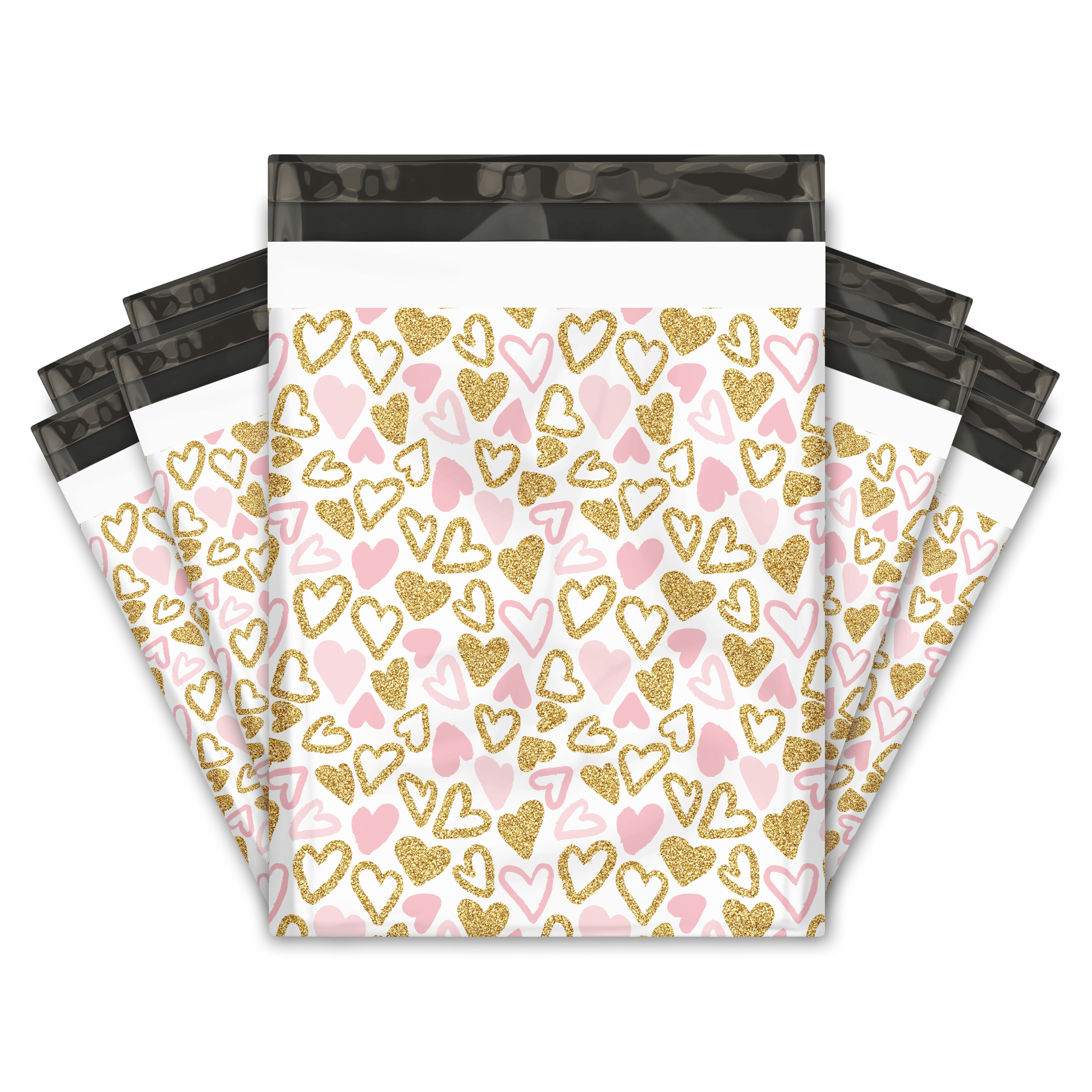 Pink & Gold Hearts Designer Poly mailer shipping bag Pro supply Global