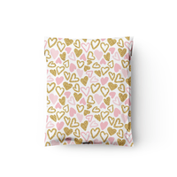 12x15" Pink and Gold Hearts Designer Poly Mailers Shipping Envelopes Premium Printed Bags - Pro Supply Global