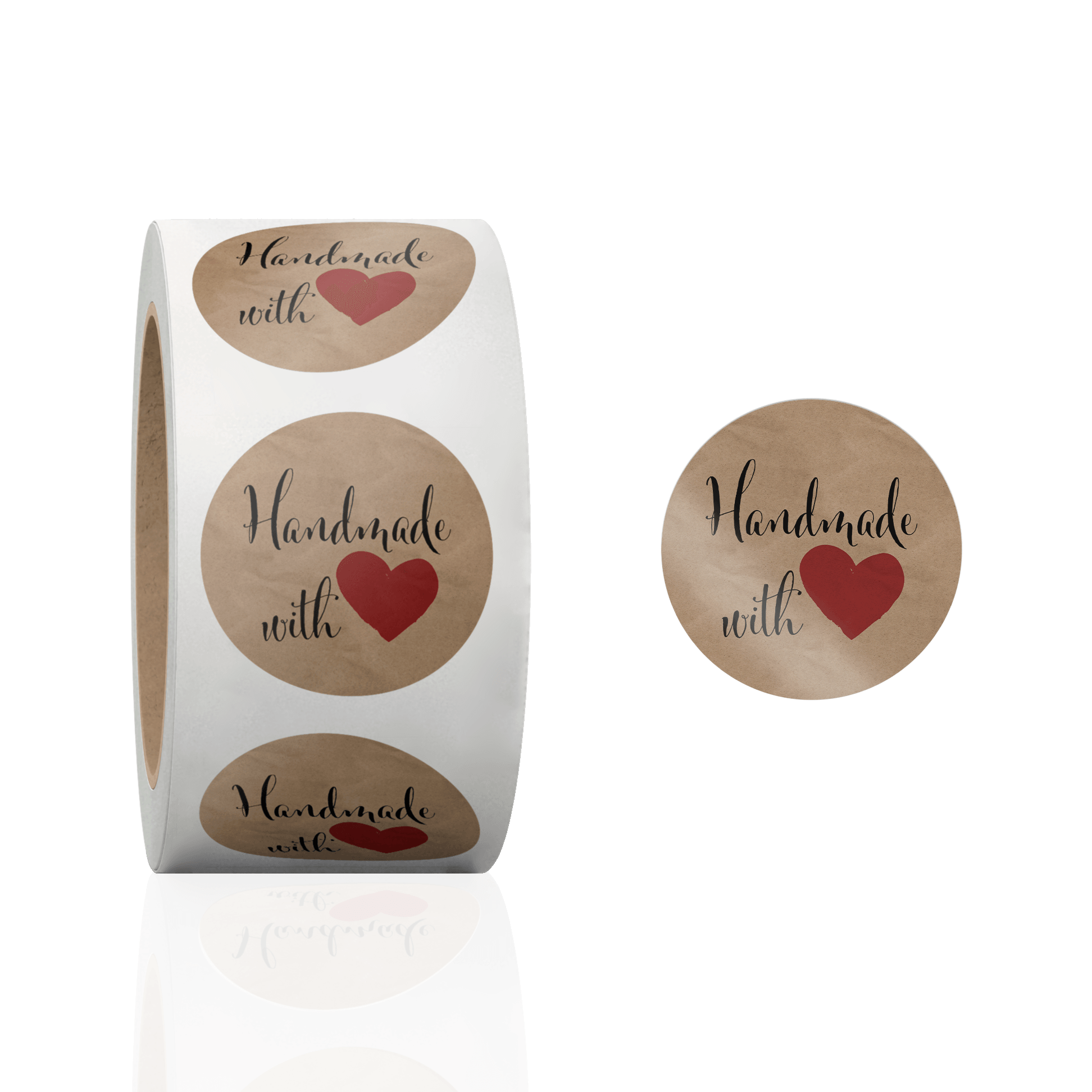 1.5 Handmade with Love Stickers Roll - Packing Stickers - Thank You Labels for Favors - Small Business Thank You Stickers | 500 Pcs