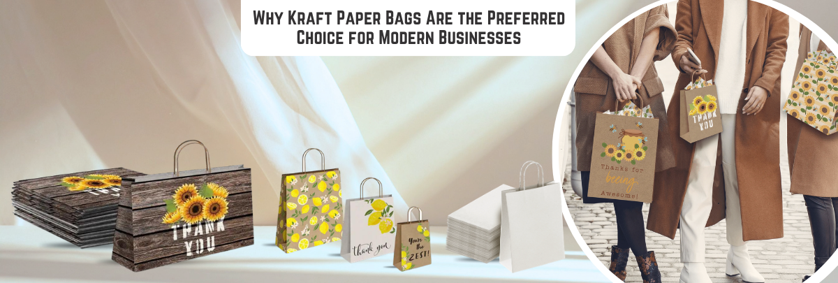 Custom printed kraft paper bags with handles illustrating why kraft paper bags are the preferred choice for modern businesses