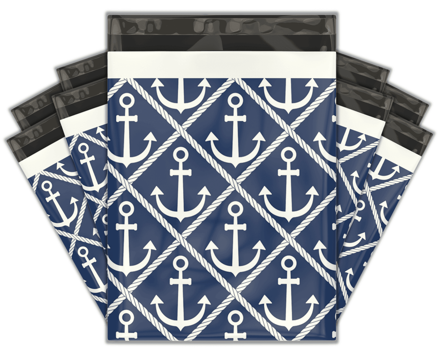 10x13 Ahoy! Nautical Sailor Designer Poly Mailers Shipping Envelopes Premium Printed Bags Pro Supply Global