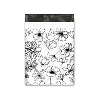 10x13 Black and White Sketched Floral Designer Poly Mailers Shipping Envelopes Premium Printed Bags Pro Supply Global