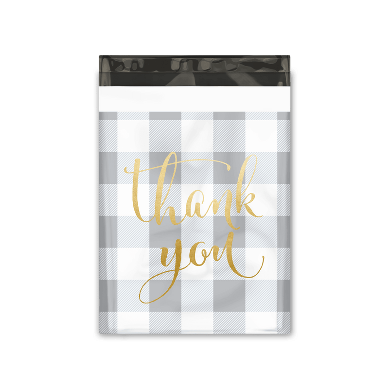 10x13 Buffalo Check Thank You Designer Poly Mailers Shipping Envelopes Premium Printed Bags Pro Supply Global