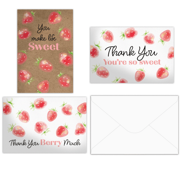 Strawberry Thank You Cards with Envelopes - Pro Supply Global