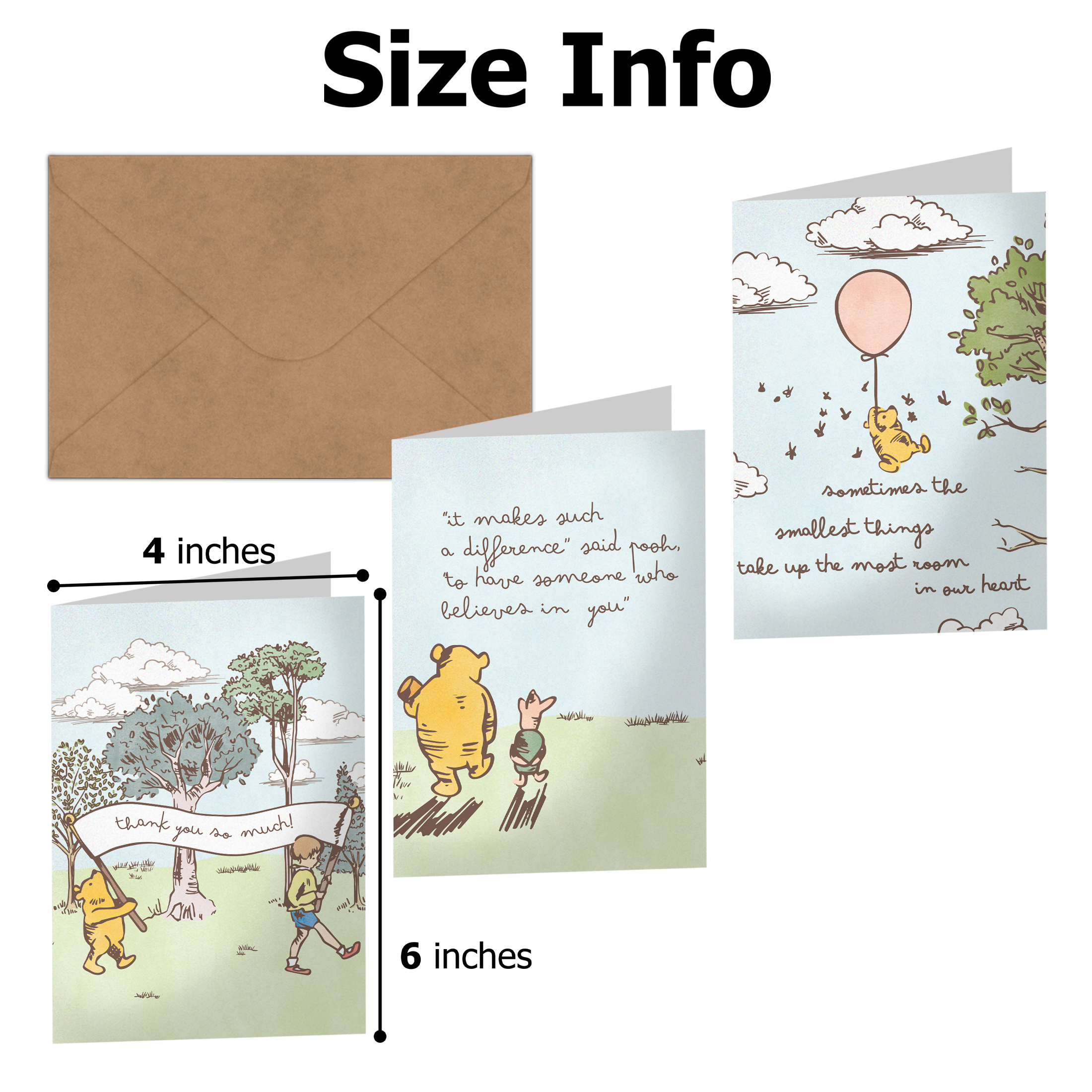 Pooh Thank You Cards with Envelopes