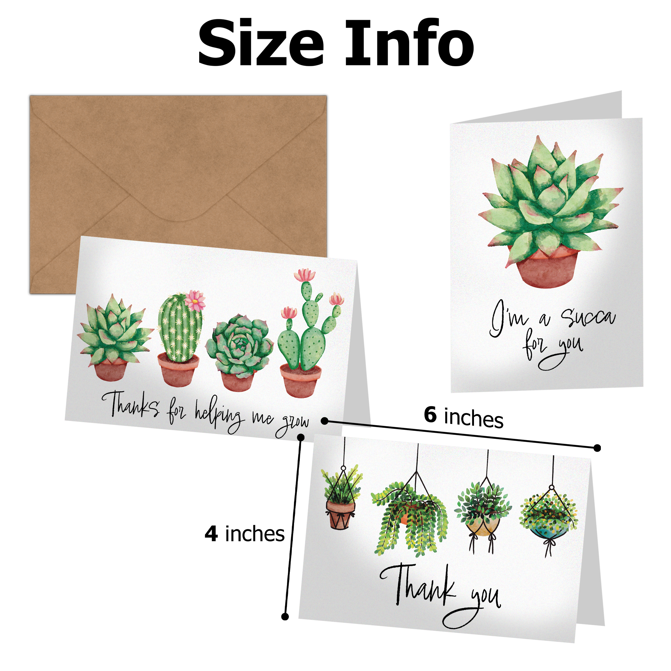 succulent thank you for helping me grow Succulent Thank You Cards With Envelopes