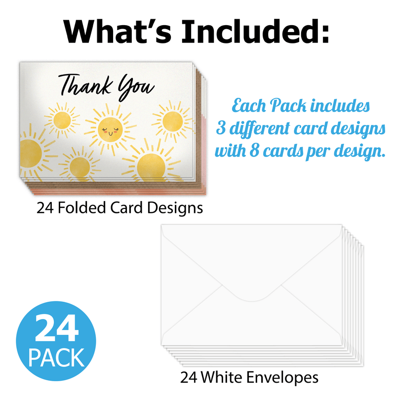 Sunshine Thank You Cards with Envelopes - Pro Supply Global