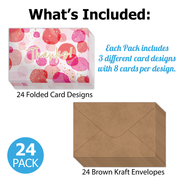 Pink Confetti Thank You Cards with Envelopes