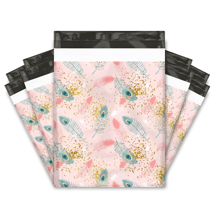 12x15" Pink Peacock Designer Poly Mailers Shipping Envelopes Premium Printed Bags - Pro Supply Global