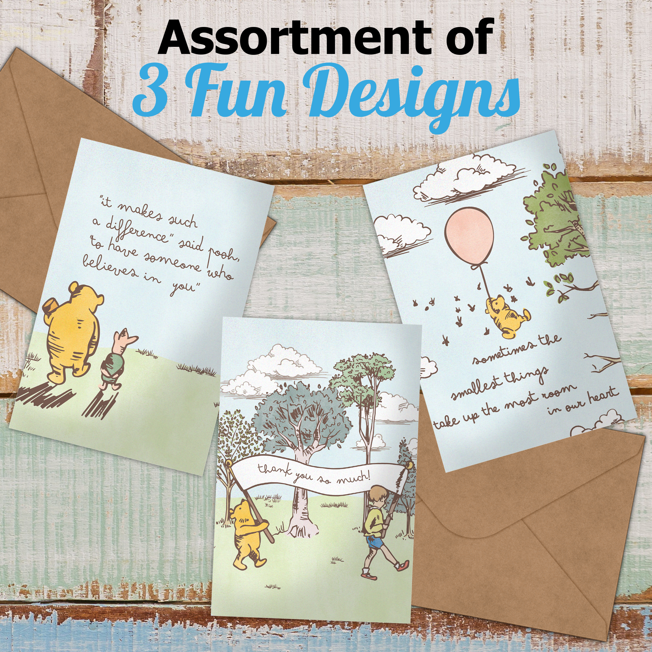 Pooh Thank You Cards with Envelopes