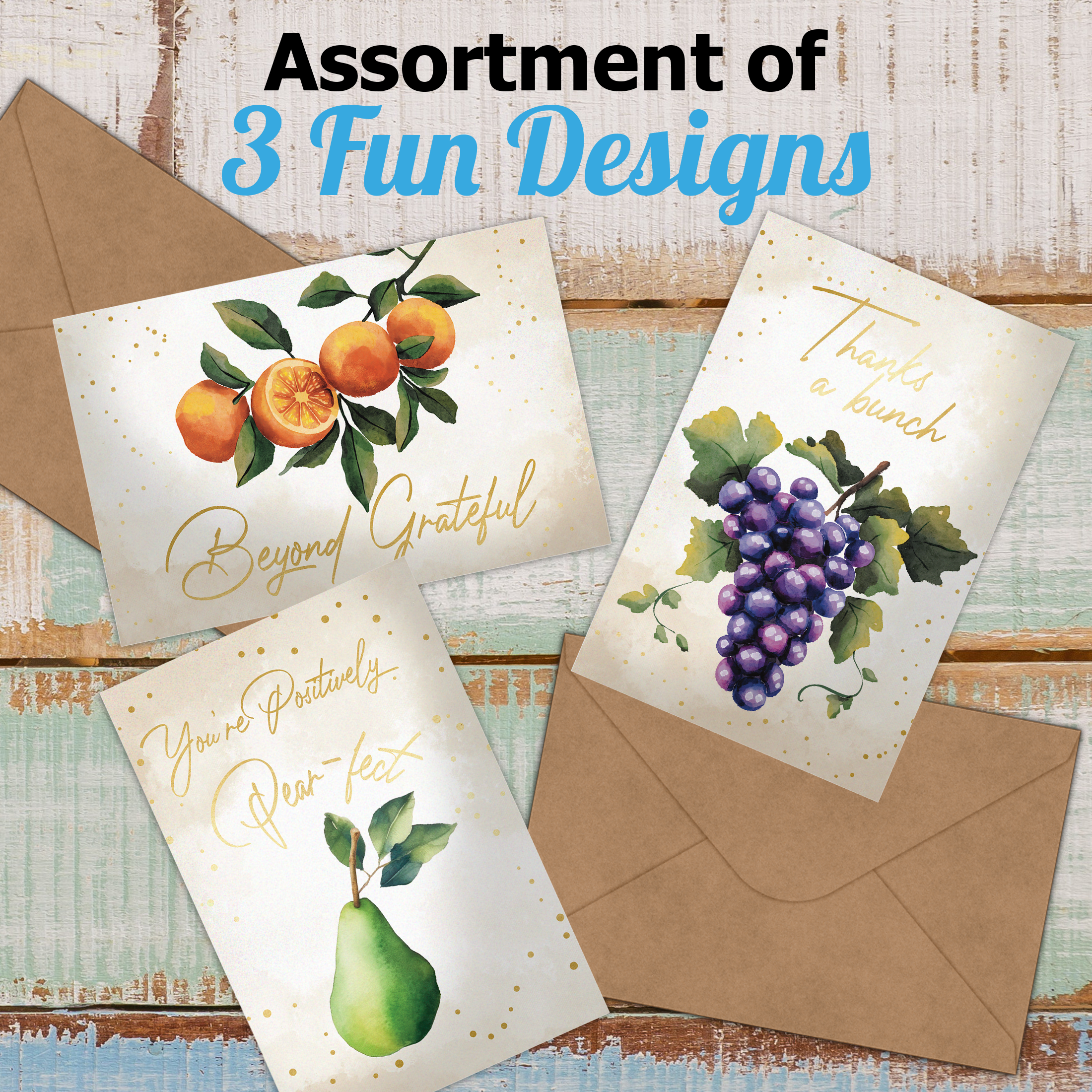 Elegant Fruit Thank You Cards With Envelopes | Shop Now