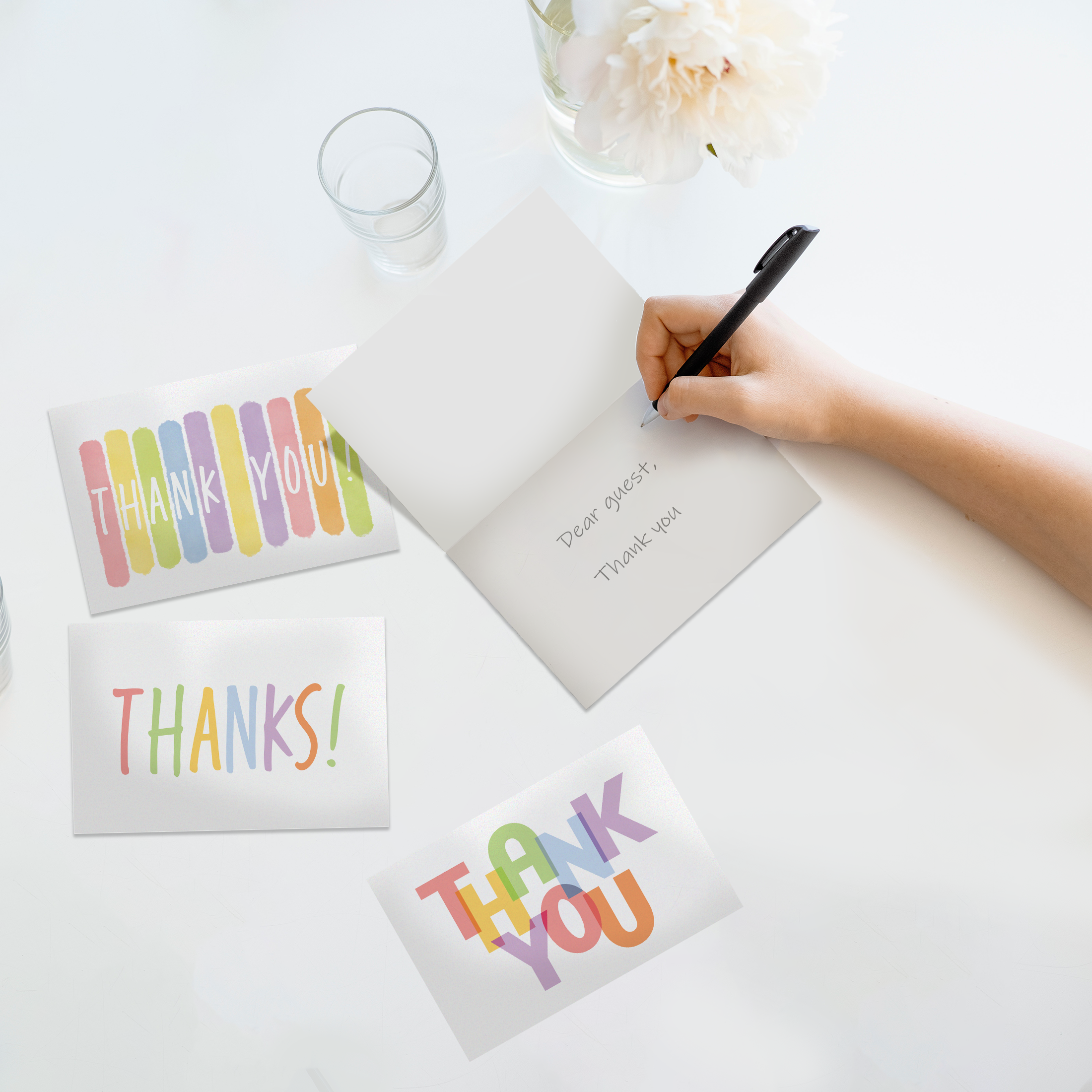 Thank You Cards Multipack With Envelopes – Watercolor Design, For Teachers