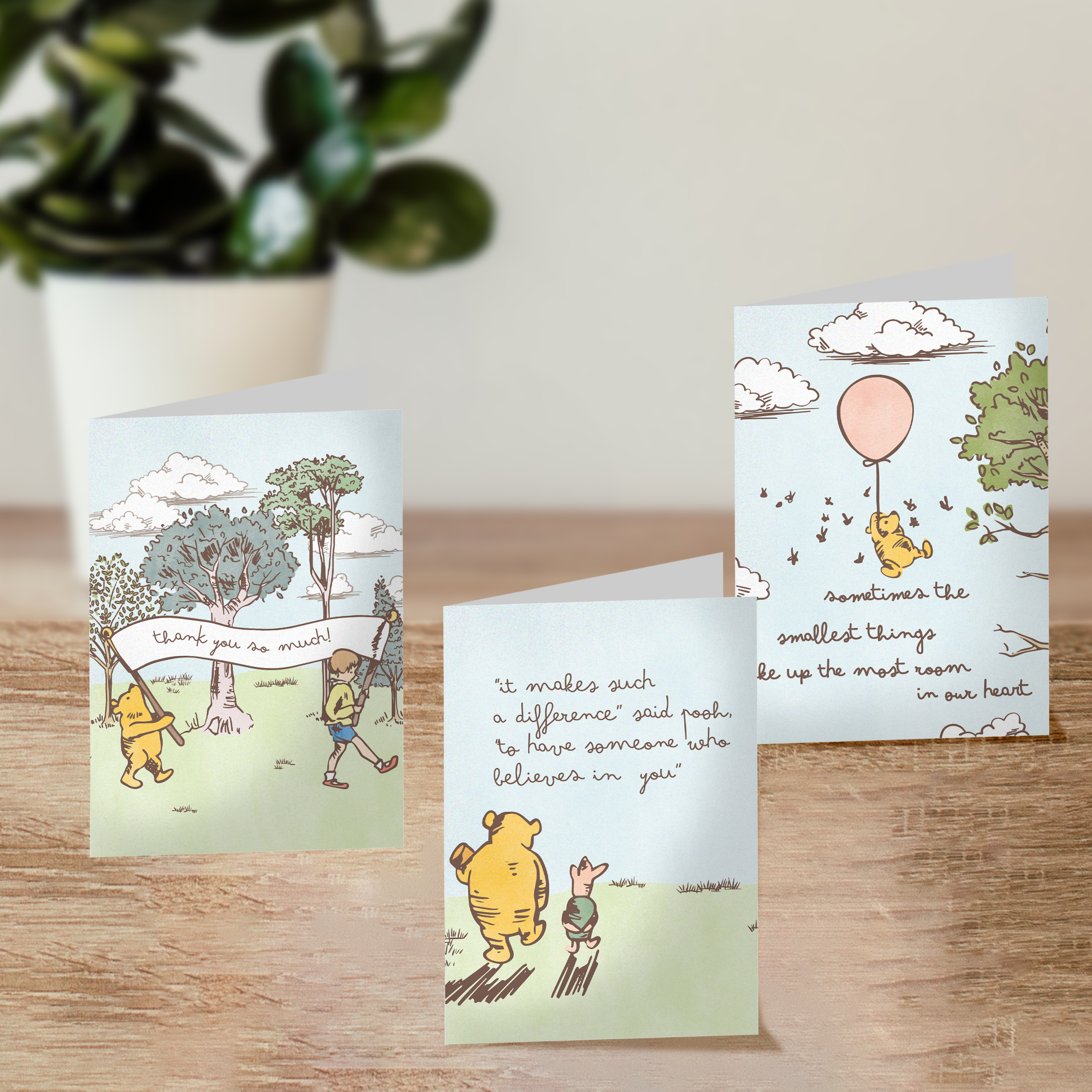 Pooh Thank You Cards with Envelopes