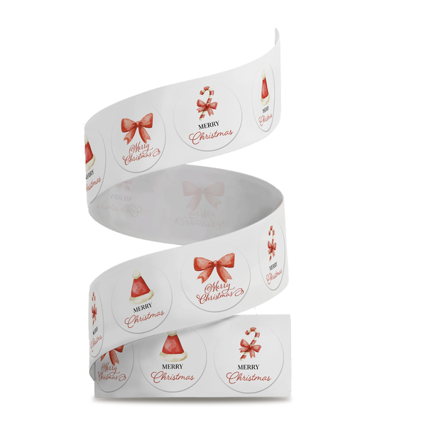 Red Bows Merry Christmas Stickers