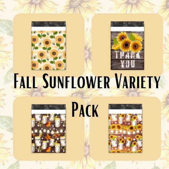 10x13 Fall Sunflower Sample Pack Designer Poly Mailers Shipping Envelopes Premium Printed Bags