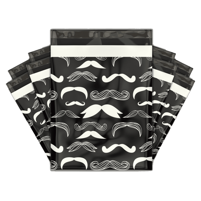 10x13 Stylish Mustache Designer Poly Mailers Shipping Envelopes Premium Printed Bags