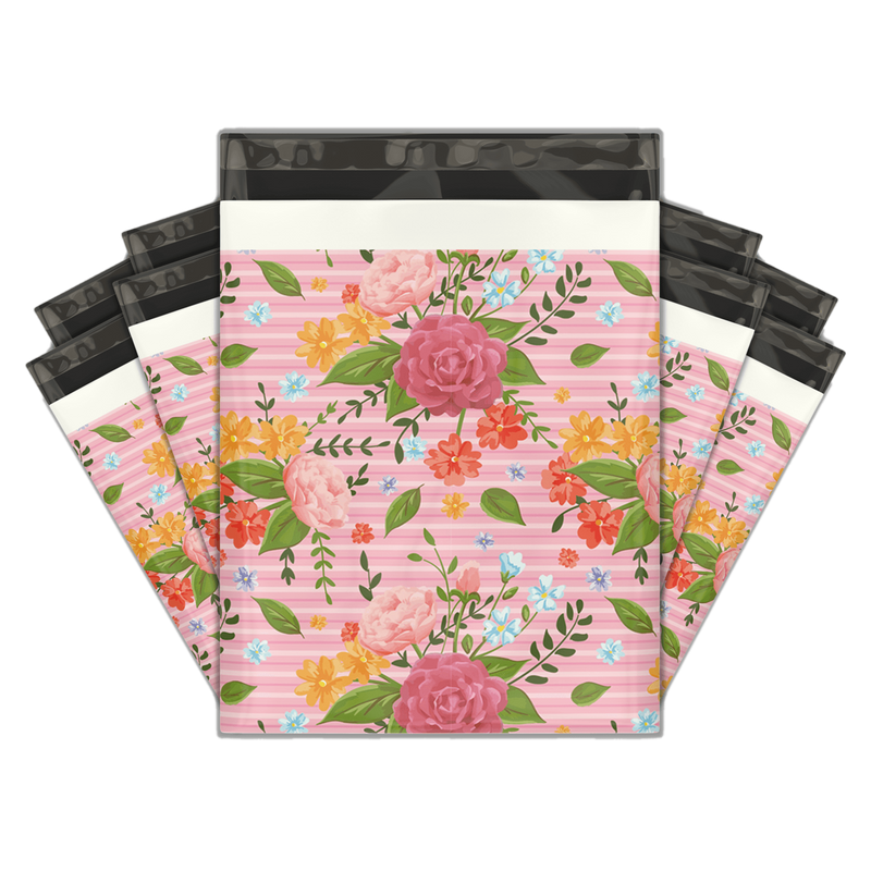 Oxo-Biodegradable 10x13" Floral Rose Designer Poly Mailers Shipping Envelopes Premium Printed Bags