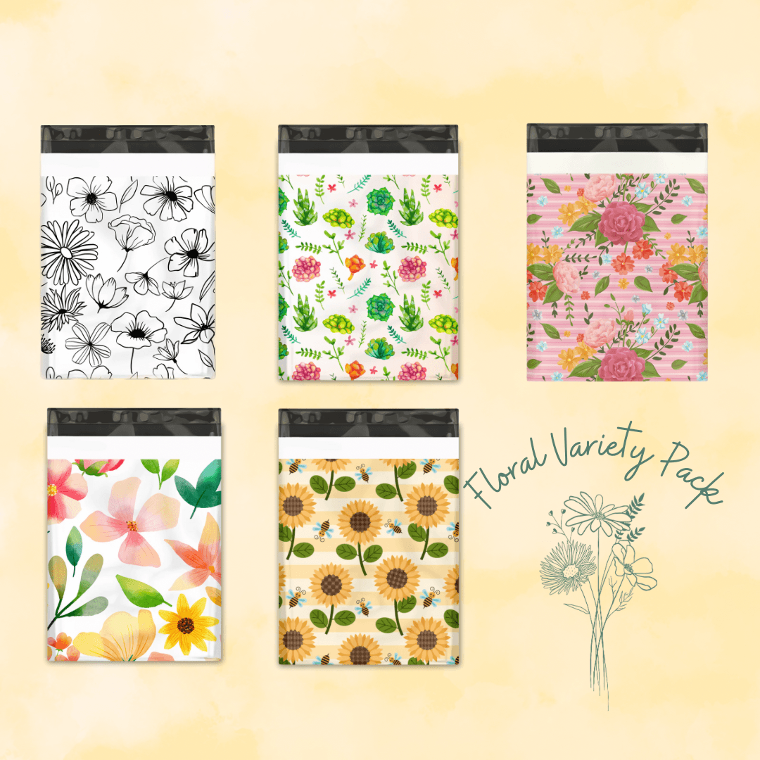 10x13 Floral Sample Pack Designer Poly Mailers Shipping Envelopes Premium Printed Bags - Pro Supply Global