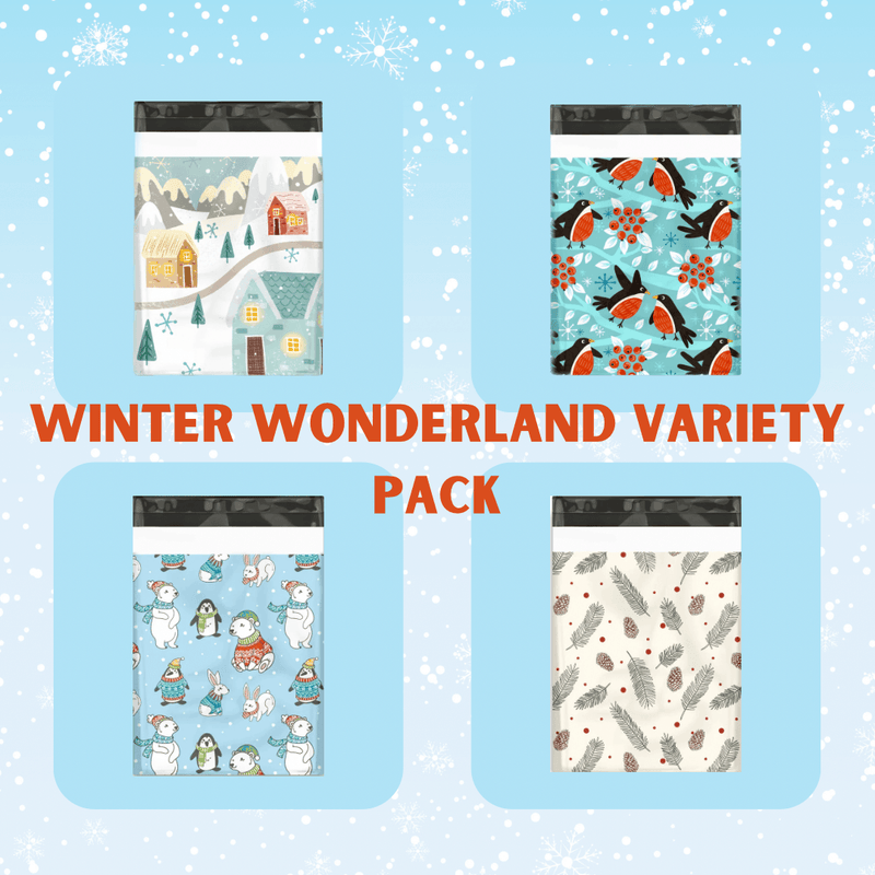 10x13 Winter Wonderland Sample Pack Designer Poly Mailers Shipping Envelopes Premium Printed Bags