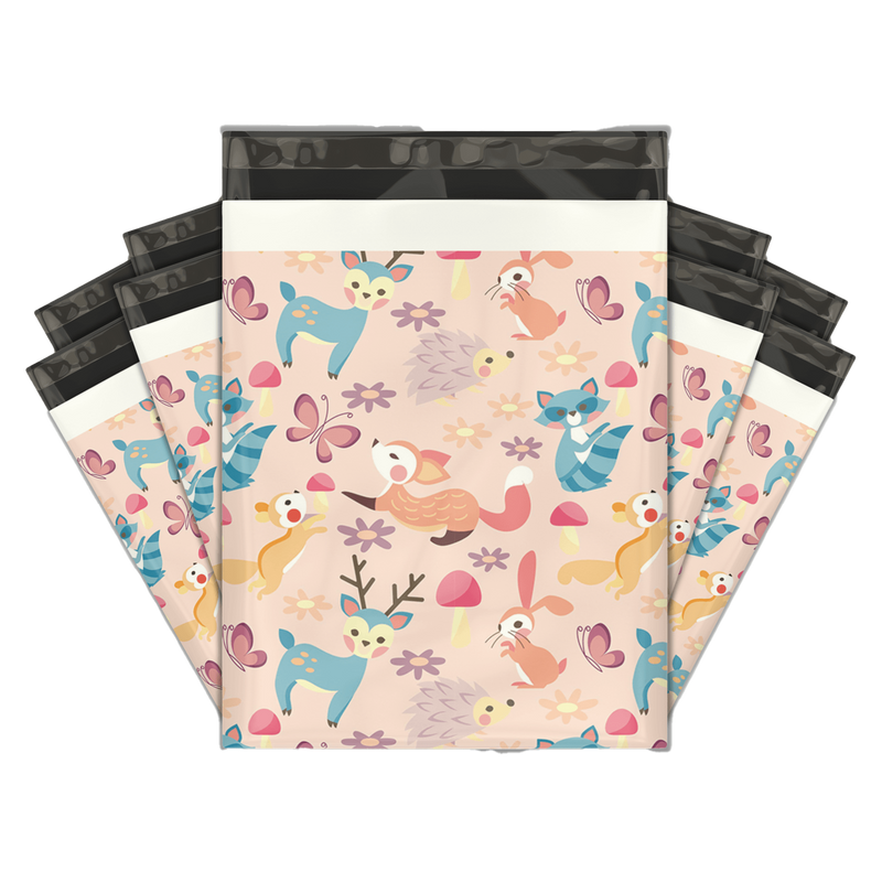 10x13 Woodland Critters Designer Poly Mailers Shipping Envelopes Premium Printed Bags