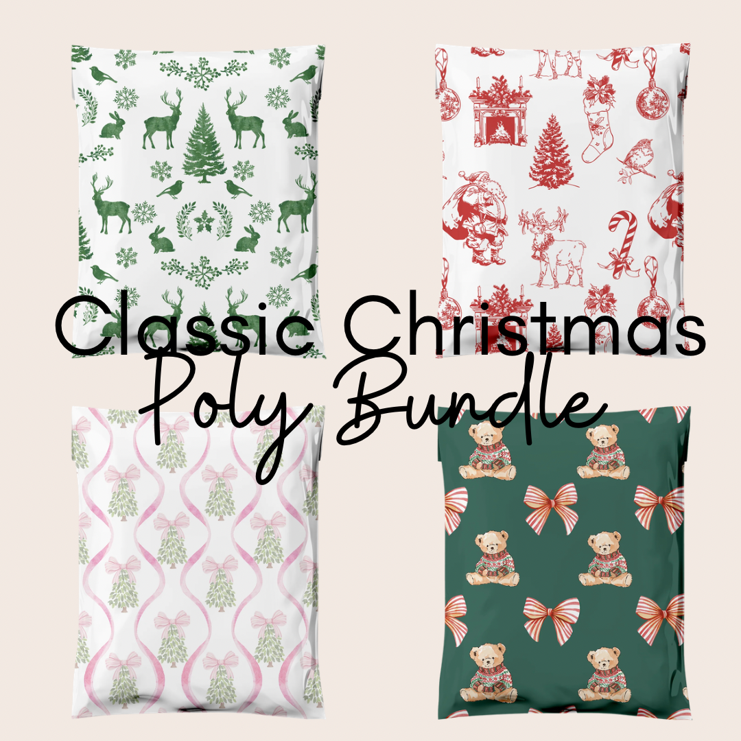 10x13 Classic Christmas Sample Pack Poly Mailers – Shipping Bags for Small Business