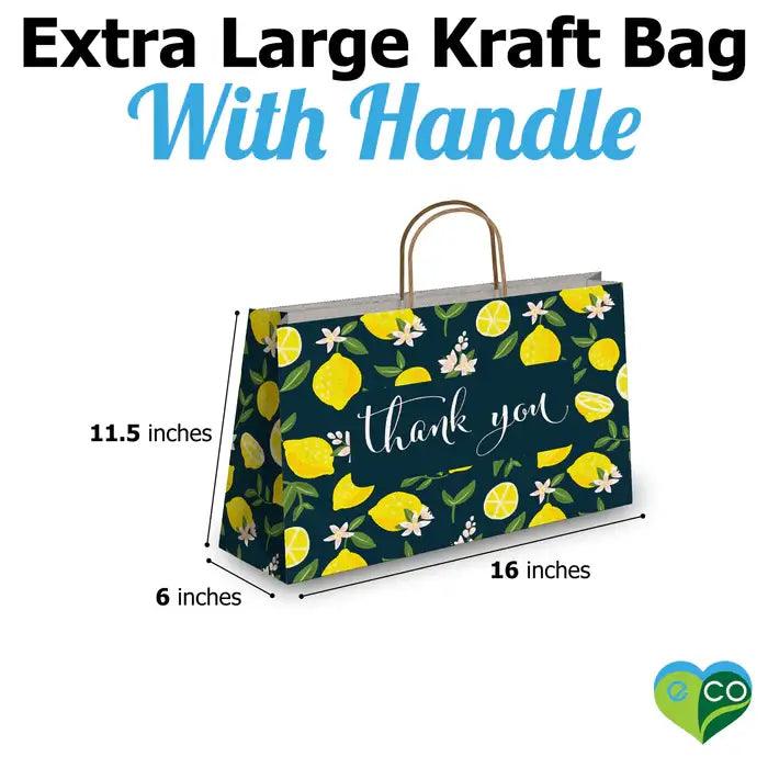 Lemons Vogue Large Birthday Gift Bags Kraft Shopping Bags with Handles 11.5x16x6 inches